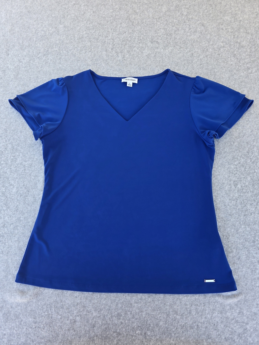 Calvin Klein Royal Blue V-Neck Short Sleeve Top
